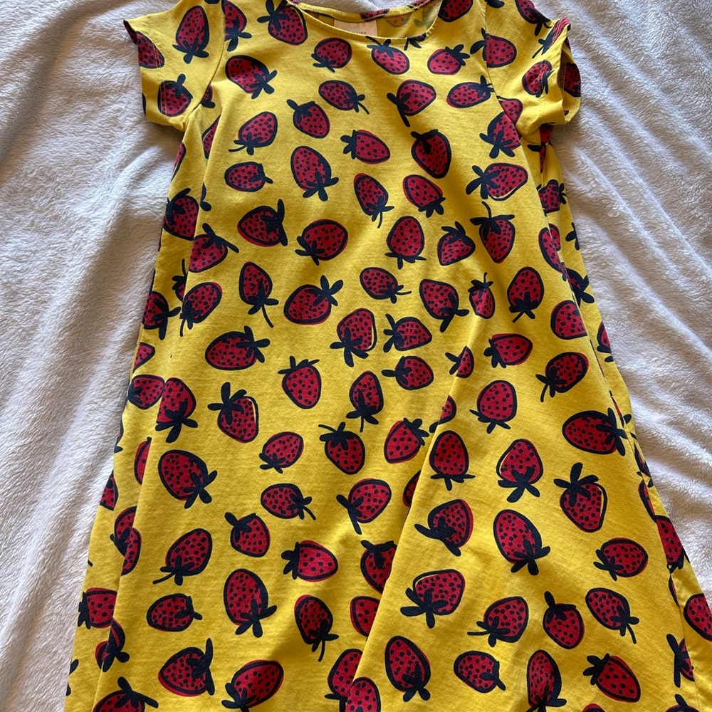 Hanna Andersson Yellow Dress with Red Strawberry Pattern